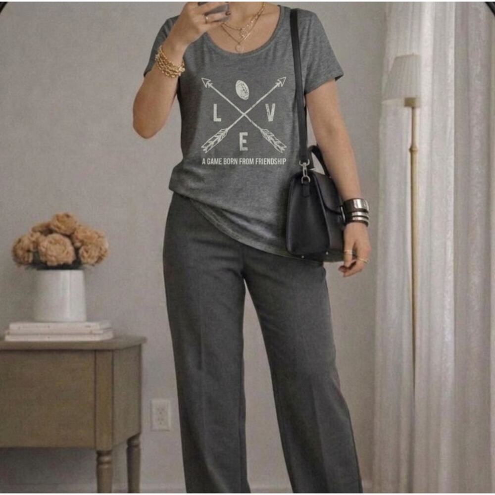 Maurices LOVE Football Graphic Tee Women's 2X Gray Short Sleeve Shirt NWOT